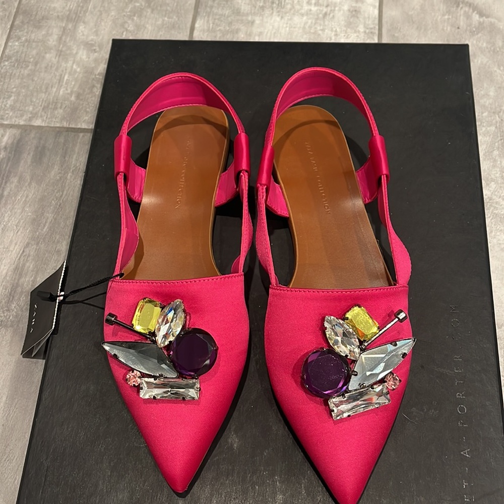 Zara collection pink shoes flats with stones size 36